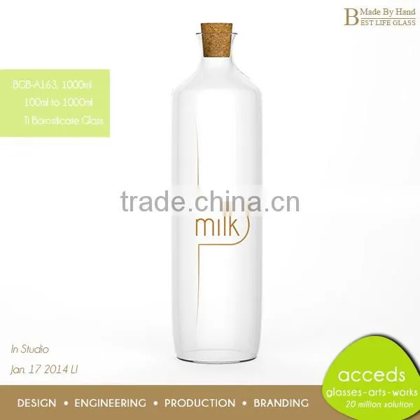 Good Quality Mouthblown 1000ml Glass Milk Bottle