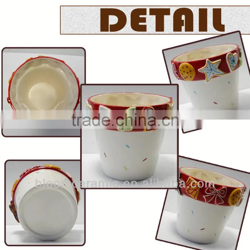 Christmas clear ceramic planter pots