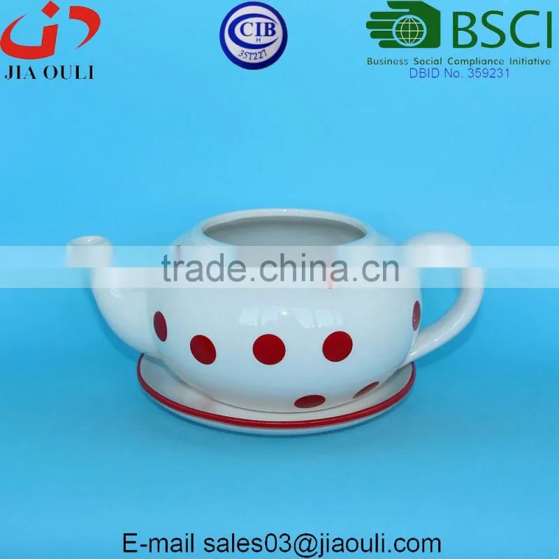 Embossed/ dimple design glazed white Ceramic garden pots and planters