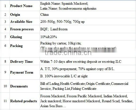 Frozen Spanish Mackerel