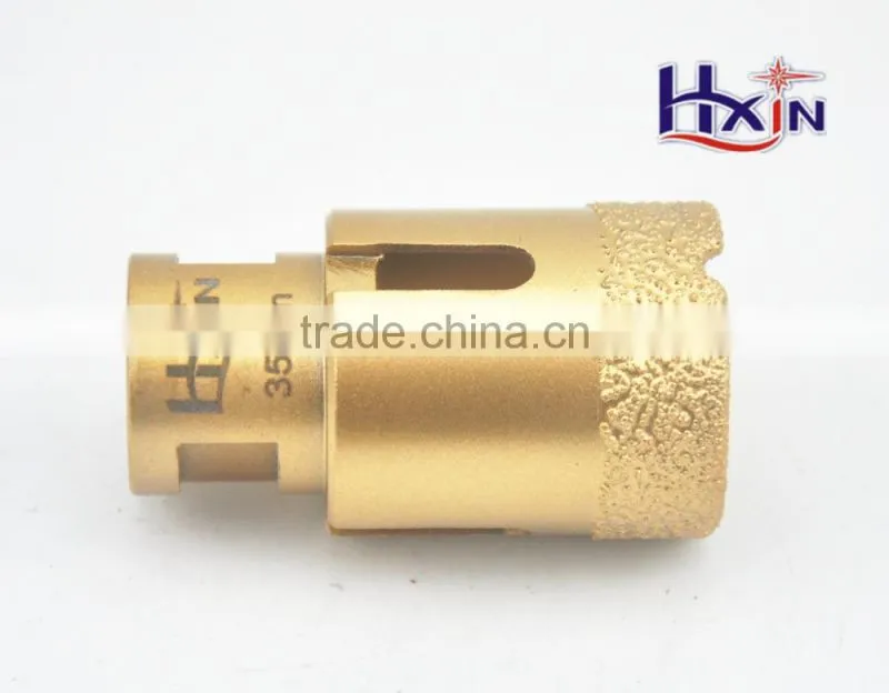 Gold color Brazed diamond hole saws for hard marble / High quality diamond core drill bits