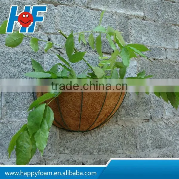 flower hanging basket planter with coconut