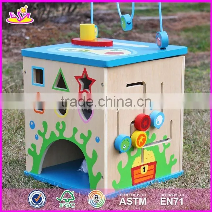 Multi-function 5 in 1 wooden toy activity cube for toddlers W11B136-S