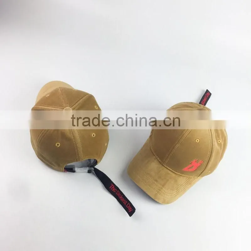 Flat Embroidery Baseball Cap Velvet Fabric Dad Hat