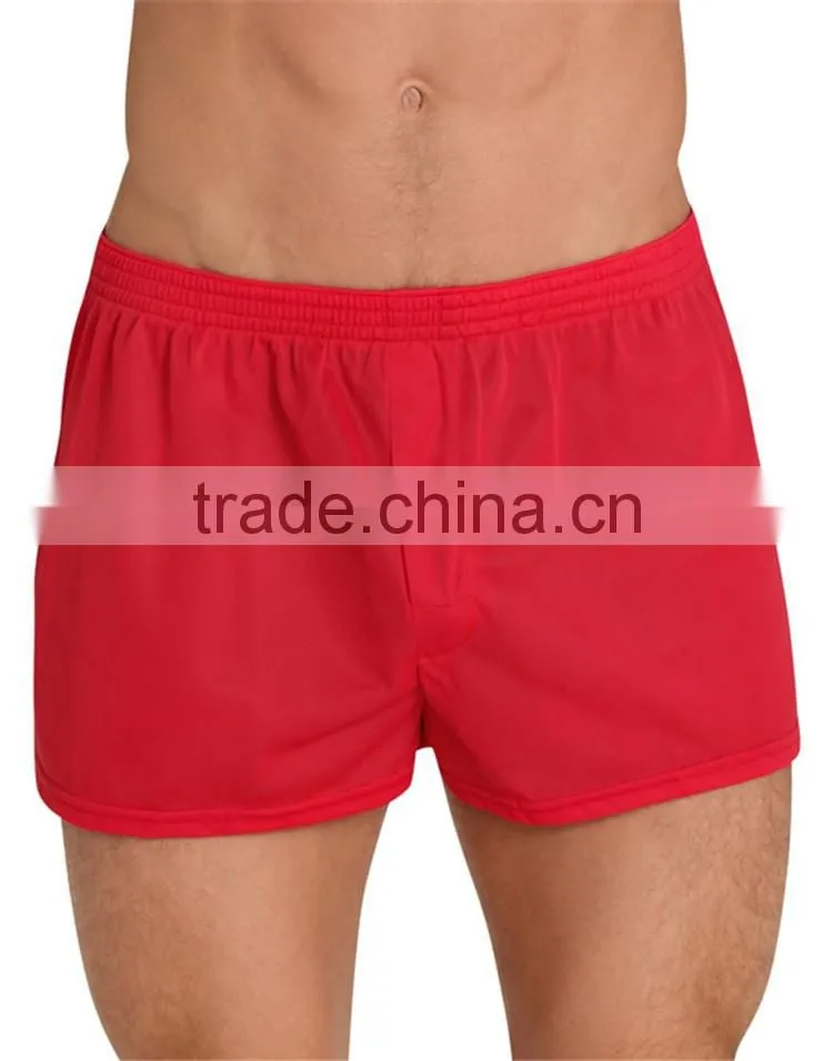2015 fashionable wholesale plain red boxer shorts woven mens boxer shorts