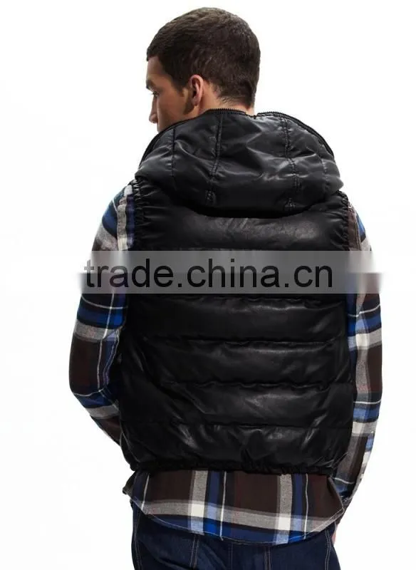 2015 High Quality Black Men's Vest With Hood