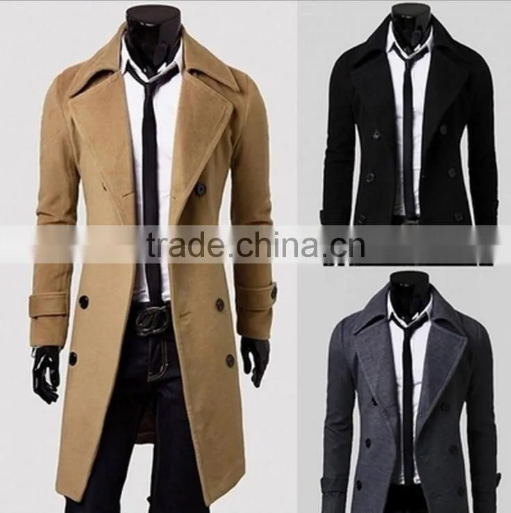 2016 Factory of Men's Long Style Woolen Coat Man Wool Blend Coat Men Wool Overcoat