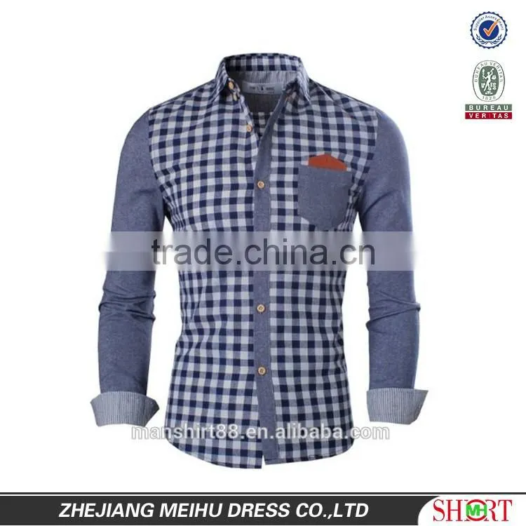 Custom design pattern men shirt plaid fabric street wear custom