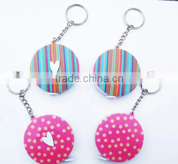 Childresn Novelty cookie design wholesale measuring tape cartoon tape poratble ruler with keychain