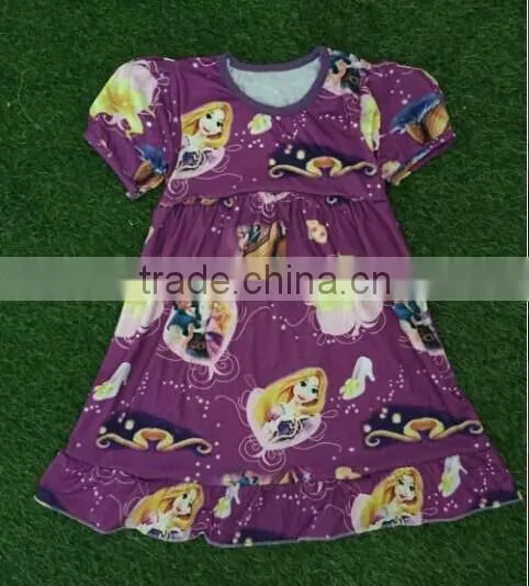 CH00260YIWU BOYA Cotton milk silk dress cotton love de paris new fabric pattern kids clothes wearing boutique dresses