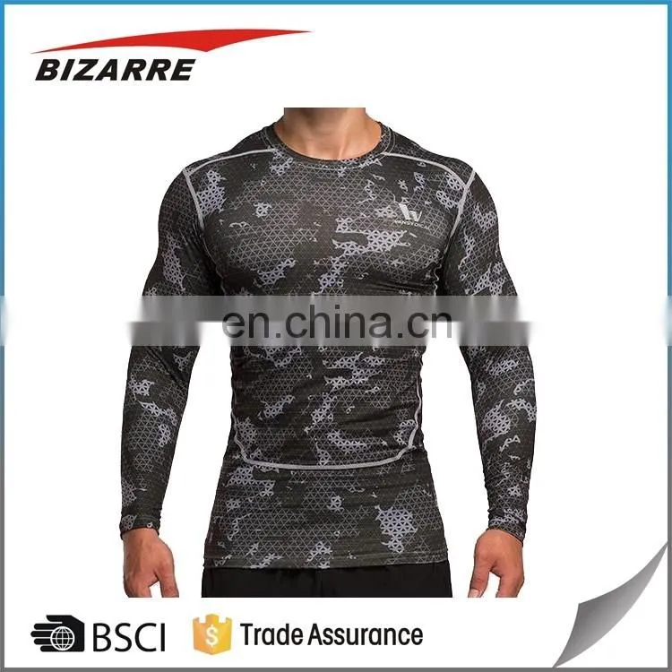 Custom camo designed long sleeve t shirt for men's gym wear bodybuilding crossfit t shirt