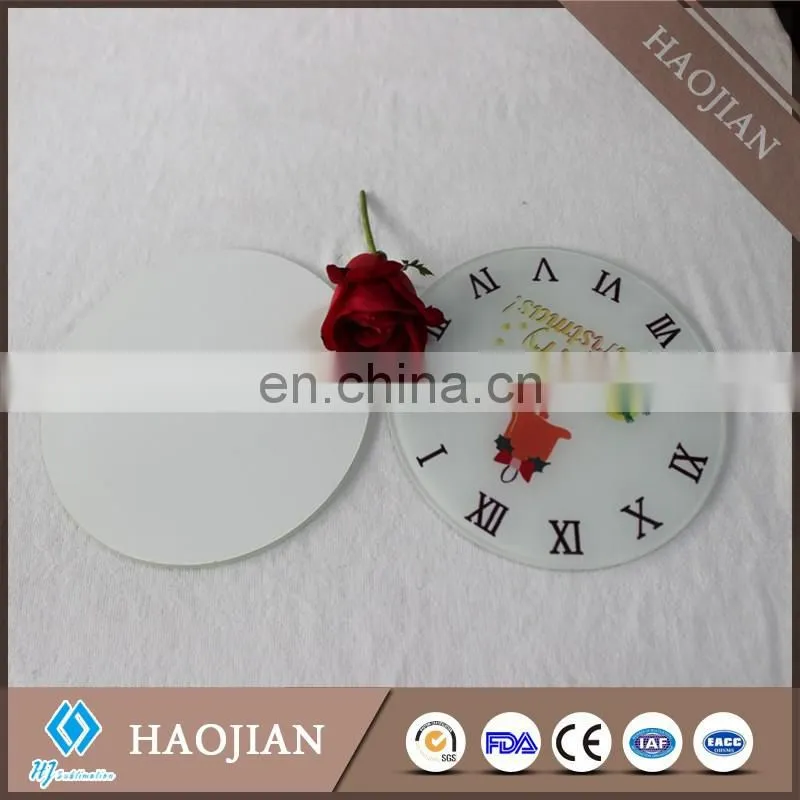 sublimation blank tempered glass clock face,smooth surface with white coating ,round shanpe