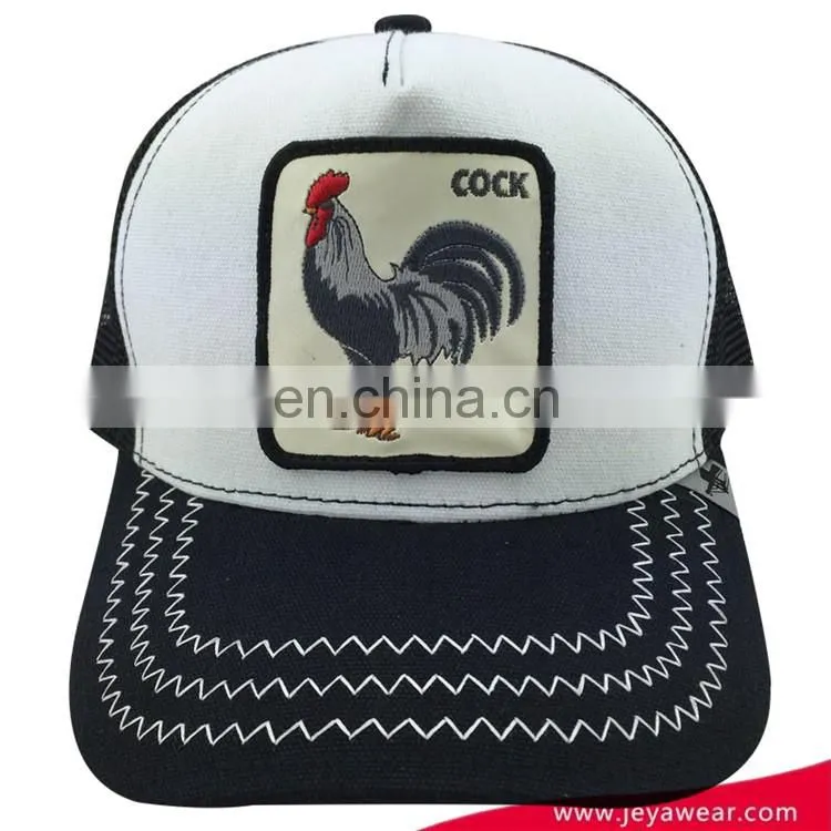 Custom your own design Cock logo 5 panel mesh trucker baseball cap snapback hat wholesale