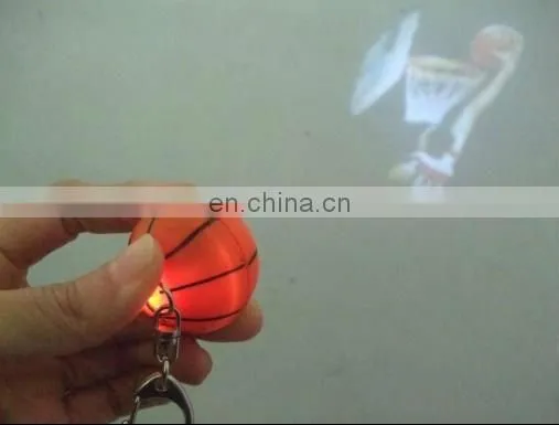 projector logo basketball ball keychain flashlight with good quality