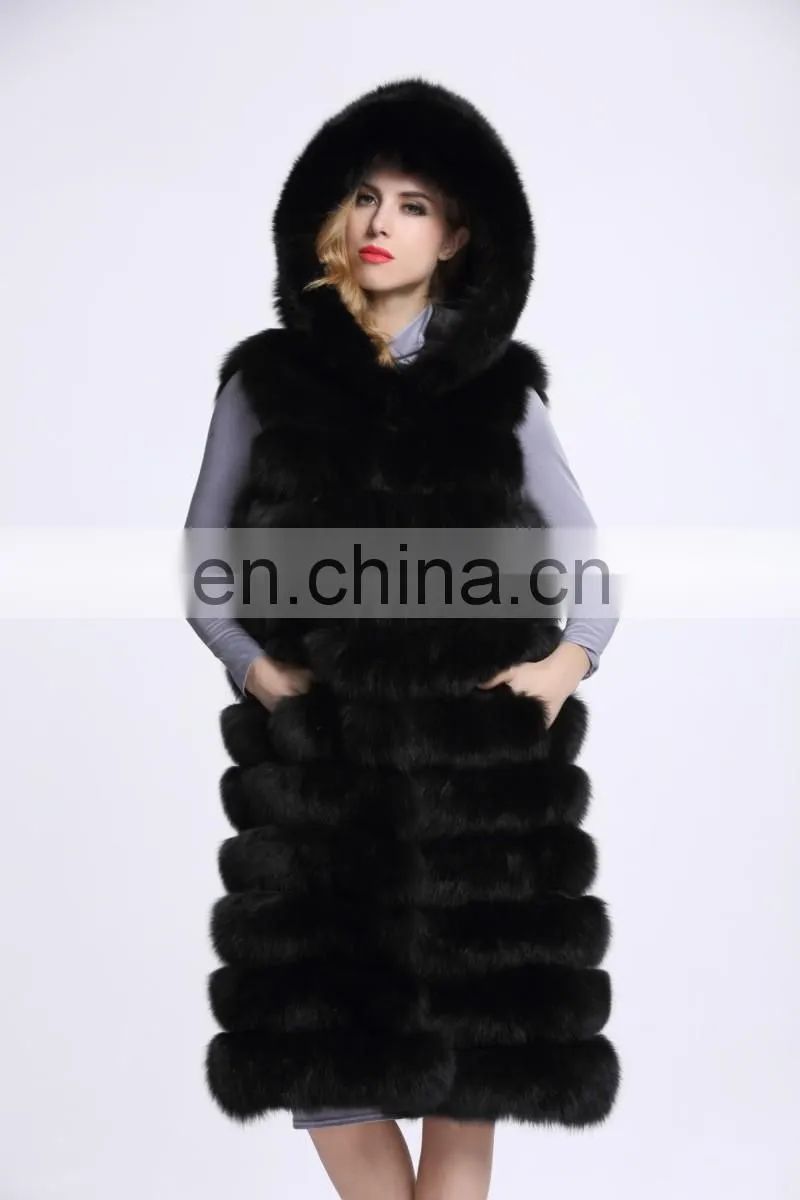2016 Winter Genuine Fur Vests China Cheap Long Fur Vest Real Fox Fur Vest