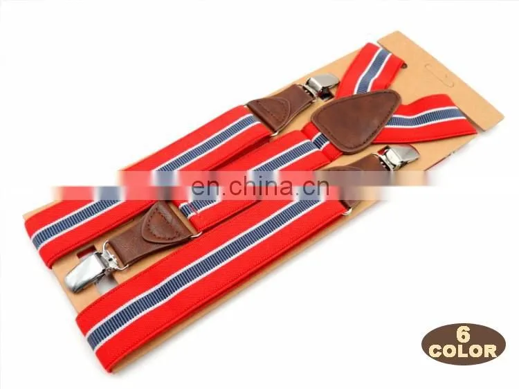Fashion brand 3 clips men's suspenders adult striped suspenders