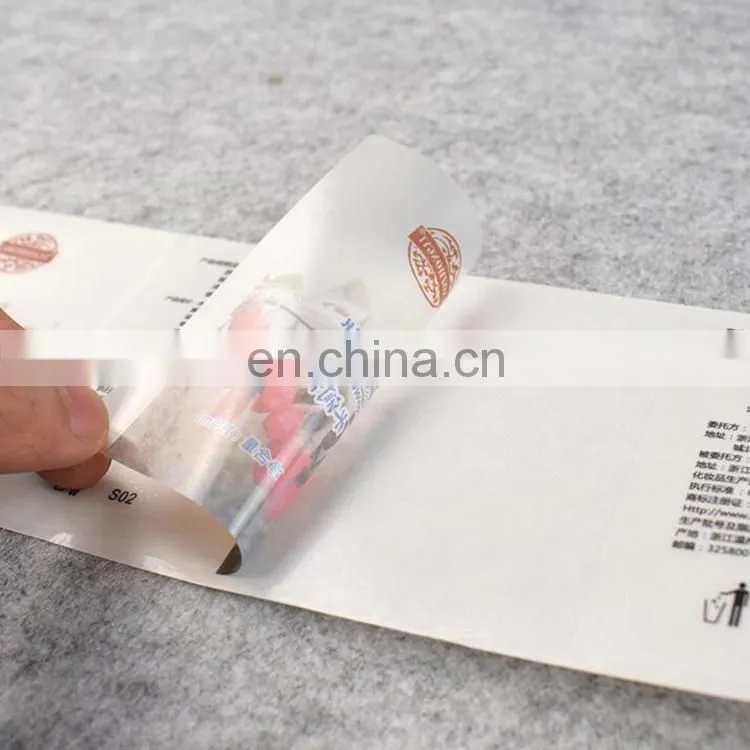Eco friendly adhesive colorful printing plastic sticker for cosmetic spray packaging