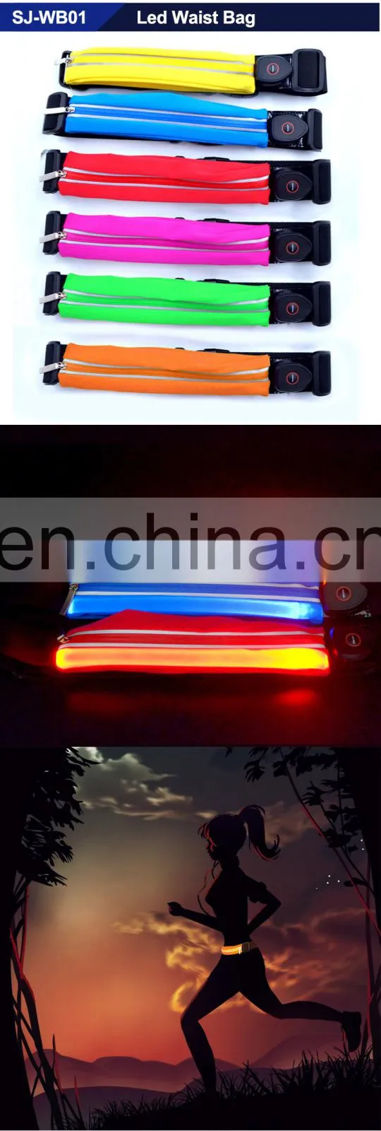 Wholesale Running Belt LED Waterproof Waist Bag For Outdoor Sport,Running Belt Led