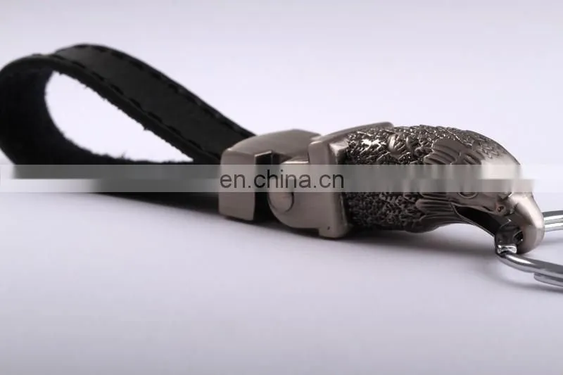 Luxurious Goshawk Head Leather Keychain, Custom Logo Leather Keychain