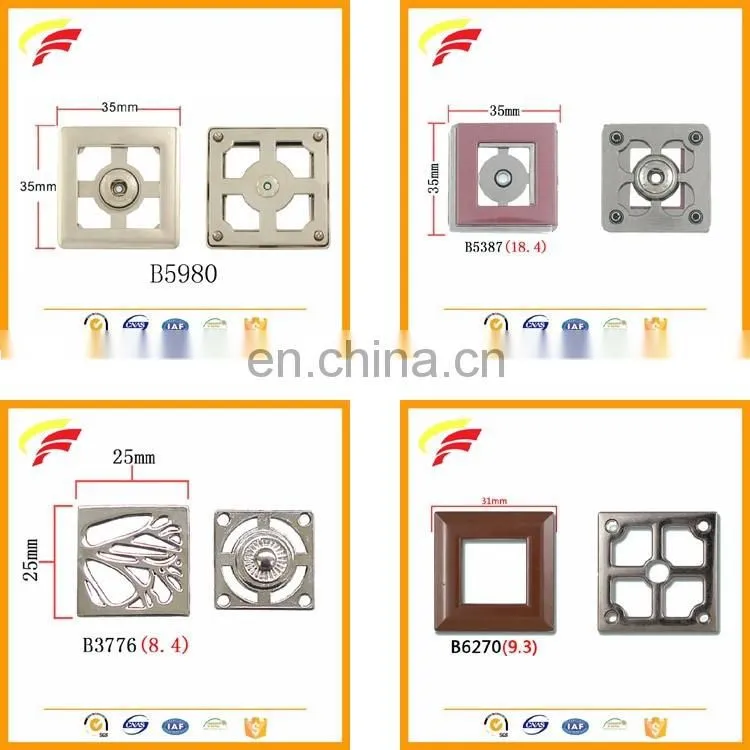 hot sale zinc alloy square two parts snap button with hollow out pattern