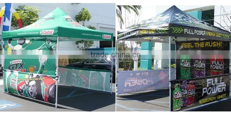 Custom Print Aluminum Folding Pagoda Tent 3x3m ( 10ft X 10 ft), printed canopy & valance, back wall&2 half side wall