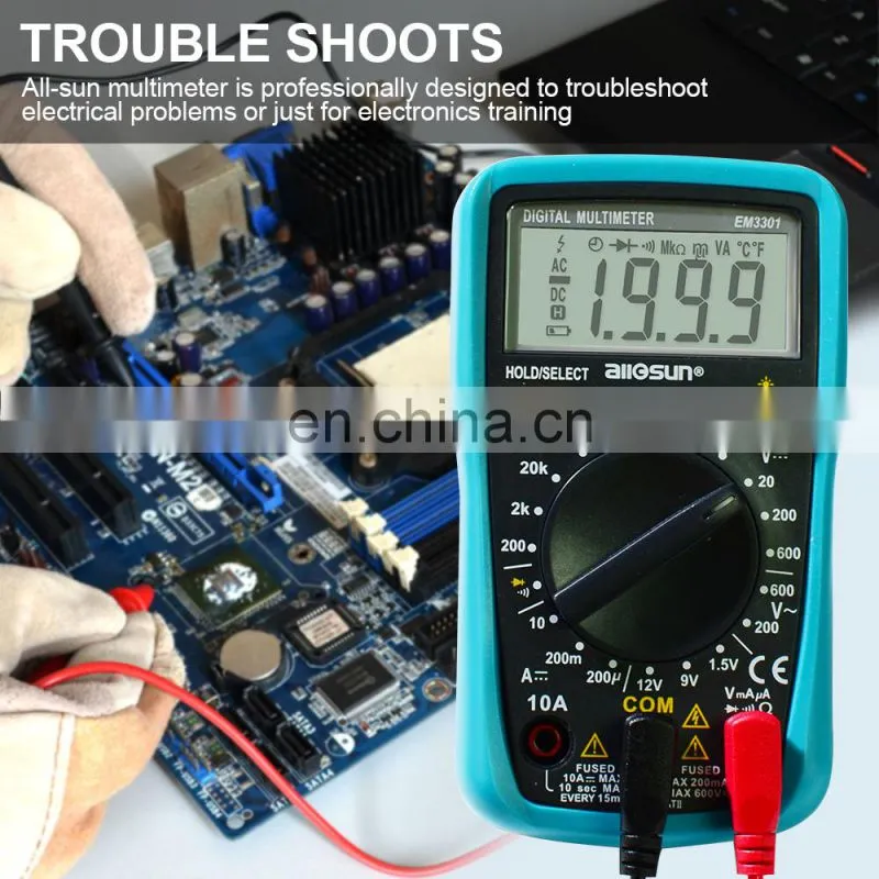Allosun EM3301 Mini Digital Multi meter 3 1/2 1999 AC/DC Ammeter Voltmeter Ohm Portable Meter voltage meter