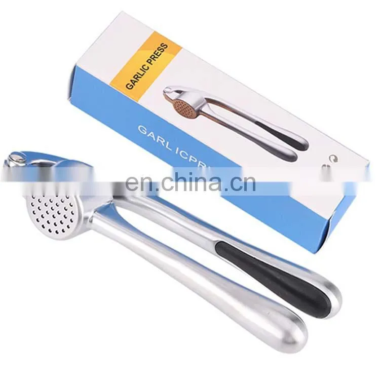 Custom Logo Amazon Online Shopping Kitchen Accessories Manual Stainless steel Garlic Press Crusher Mincer With Peeler And Brush