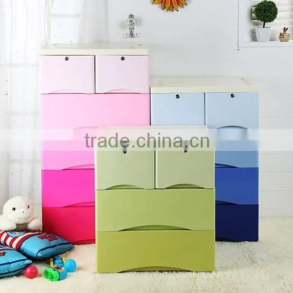 Raised Grain Surface Design Plastic 5 Drawer Unit Storage Cabinet
