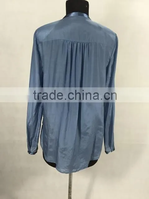 The latest fashion thin silk Long-sleeve lady blouse design