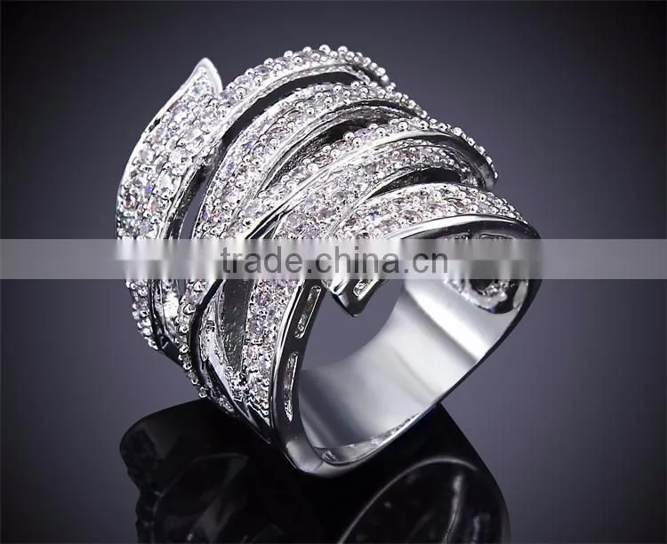 Exclusive New Unique Design Cubic Zircon Wedding Party Contrast Jewelry Ring