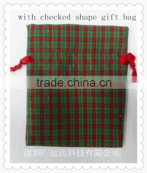 Checked velvet gift pouch/present bags/packing bag for presents wrapping
