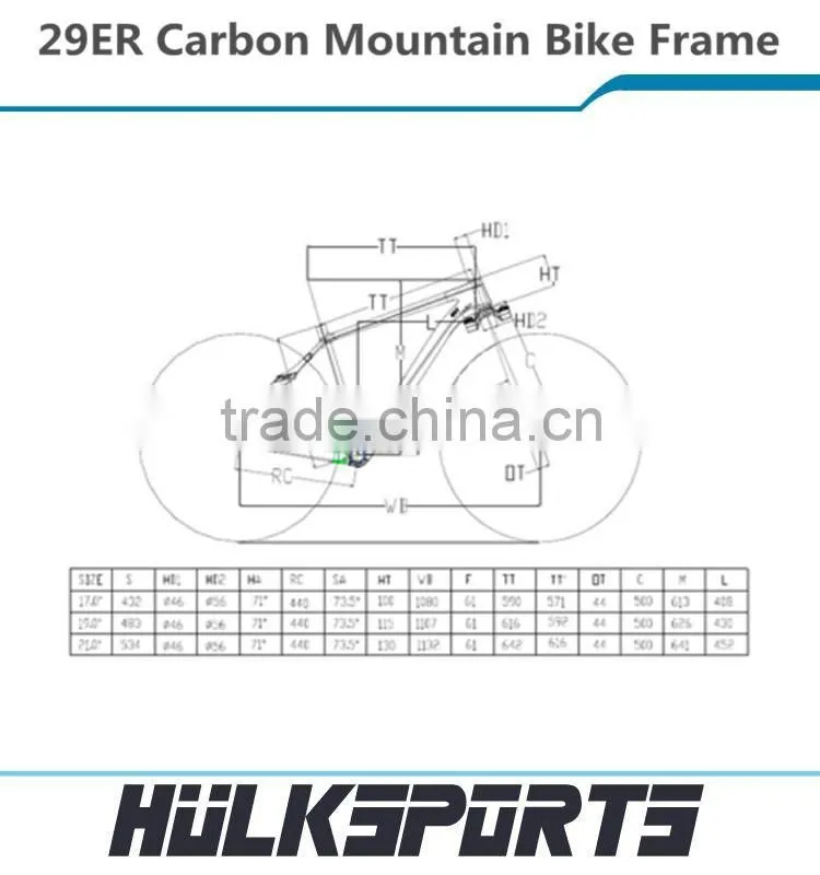 2016 Hot 29er carbon frame 17"/19"/21" mountain bike carbon fiber bicycle frame 11-speed mtb carbon frame china