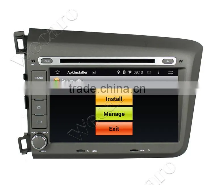 Wecaro android 4.4.4 car dvd player high quality 8 for honda civic navigation system OBD2 Playstore 2012 2013