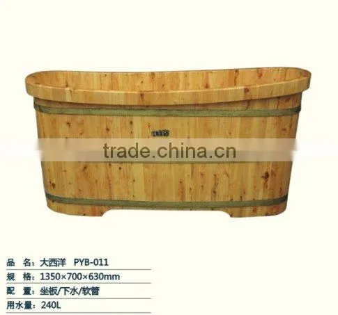 Rubber wood Atlantic Ocean type bathroom wooden bathtub
