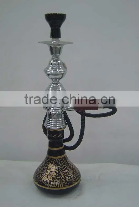Blue Glass & Metal Hukka