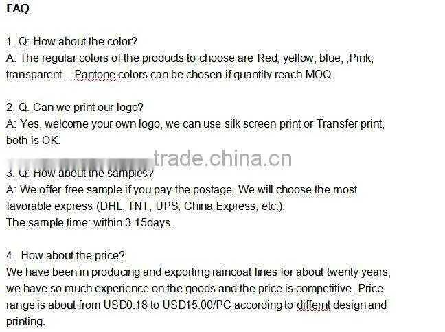 PE poncho wholesale