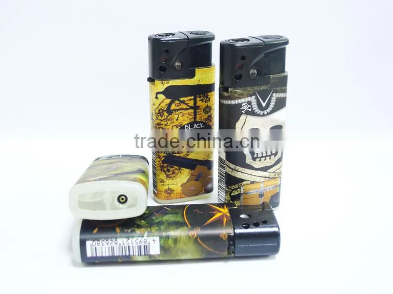 customer sticker gas windproof flame lighter plastic cigar lighters