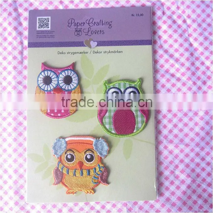 Factory Outlets Computer Embroidery Owl Combination Suit Patch , Ironed and Sewn