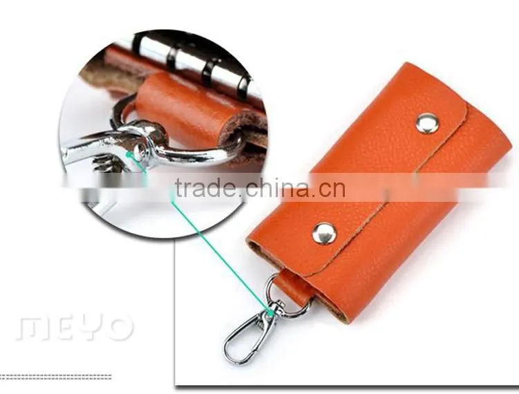 Protective snap closure full grain leather key wallet for key safe