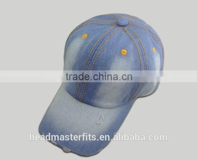 Wholesale 6 Panel Brand Blank Denim Hat Plain Denim Baseball Cap
