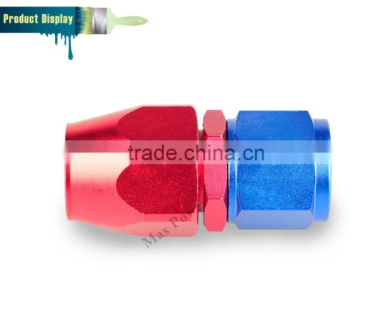 Aluminum oil cooler fitting straight swivel hose ends adapter blue and red 40-001-08