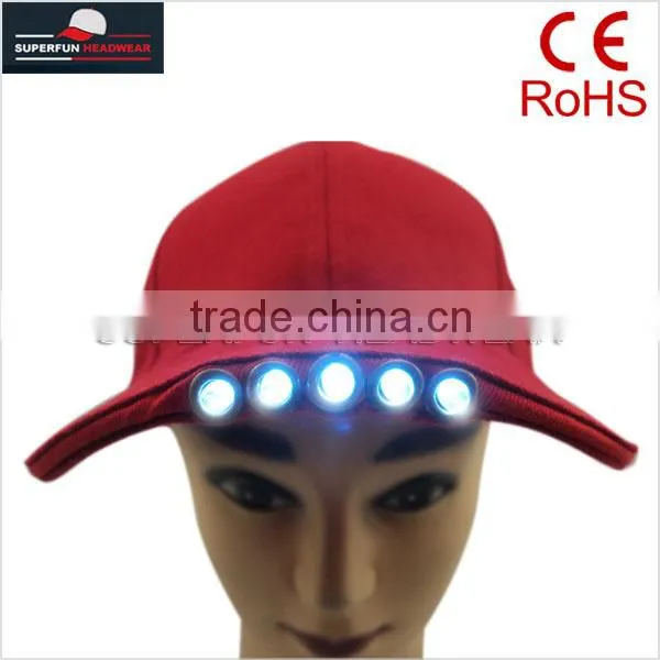 100% cotton embroidery cute logo LED cap