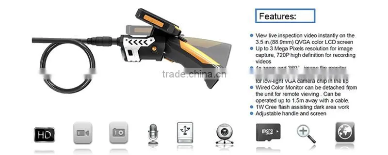 8.2mm wireless rigid inspection camera with 1m cable