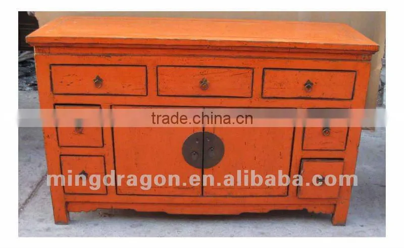 Chinese antique furniture pine wood shanxi seven drawer two door Cabinet