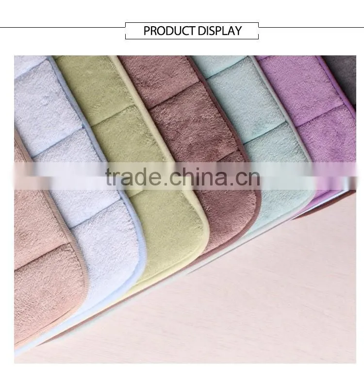 Water absorbent coral fleece memory foam thick sponge non-slip microfiber bathroom mats for living room and kitchen floor