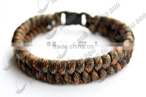 2016 wholesale 550 paracord survival bracelet with stainless steel clasp