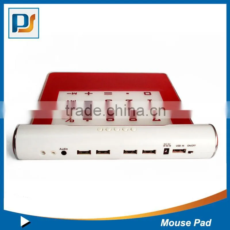 Mutifuntional Mouse Pad with USB2.0 Hub and Speaker 2-in-1 USB Powered Mouse Pad & Calculator