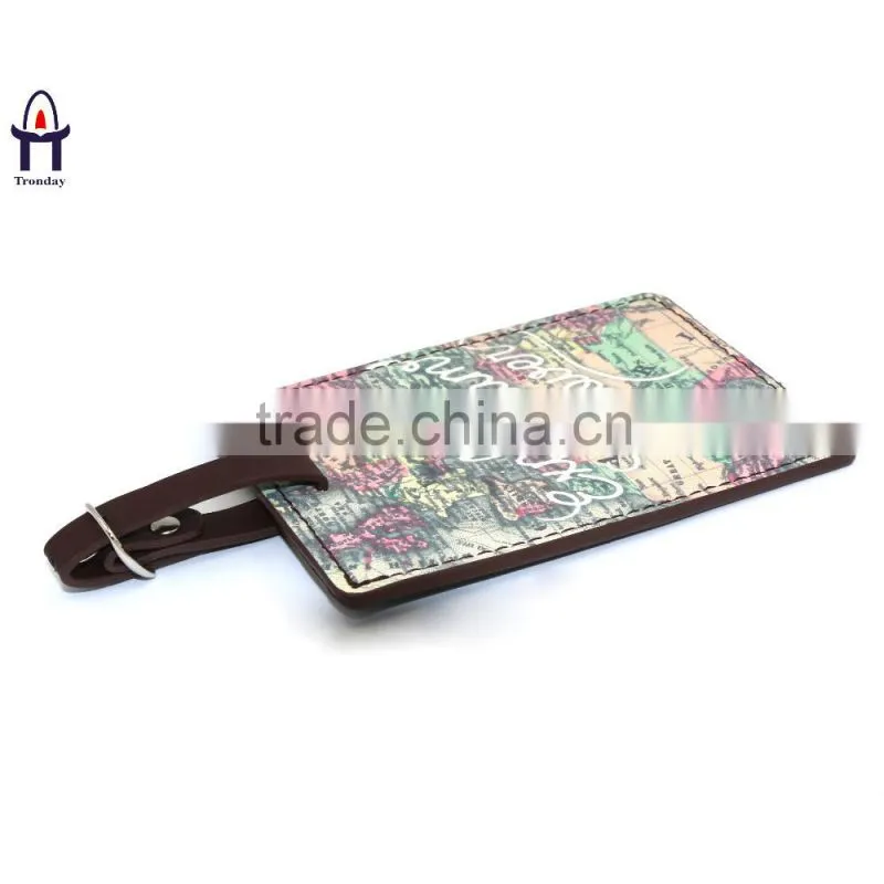 World map printing fashionable PU luggage tag