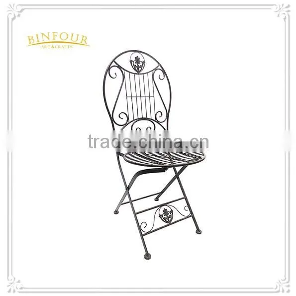 custom black folding garden chair for outdoor deco
