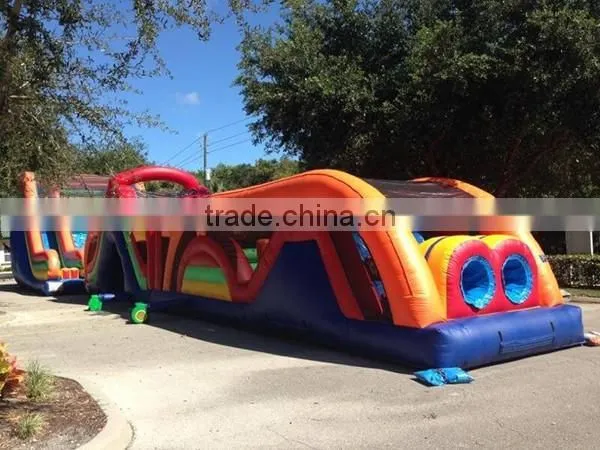 Commercial warrior dash inflatable obstacle course with 27 ft rock climb slide